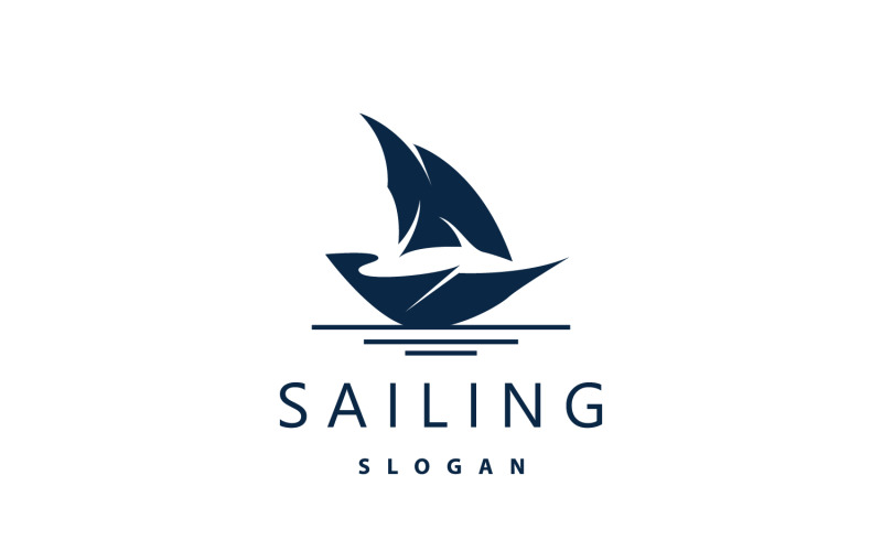 Sailboat Logo Design Fishing Boat IllustrationV6 Logo Template