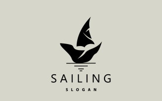 Sailboat Logo Design Fishing Boat IllustrationV7