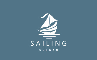 Sailboat Logo Design Fishing Boat IllustrationV8