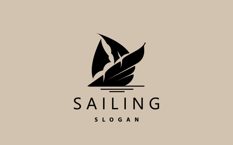 Sailboat Logo Design Fishing Boat IllustrationV9 Logo Template