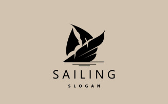 Sailboat Logo Design Fishing Boat IllustrationV9