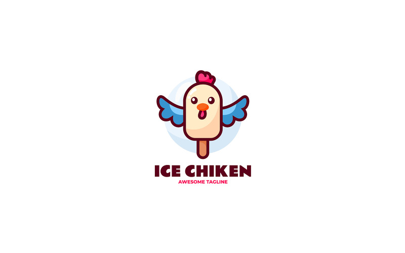 Ice Cream Chicken Mascot Cartoon Logo Logo Template
