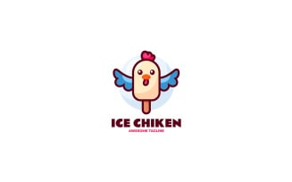 Ice Cream Chicken Mascot Cartoon Logo