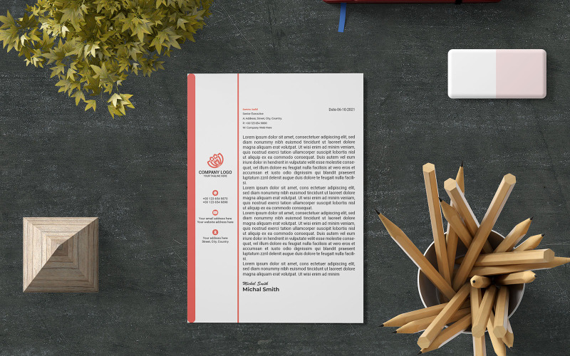 Letterhead Template Design, Modern Letterhead, Professional Corporate Identity