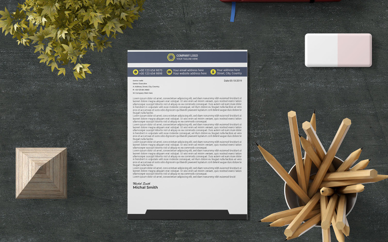 Minimalist Letterhead, Letterhead Sample, Modern Letterhead Design Corporate Identity