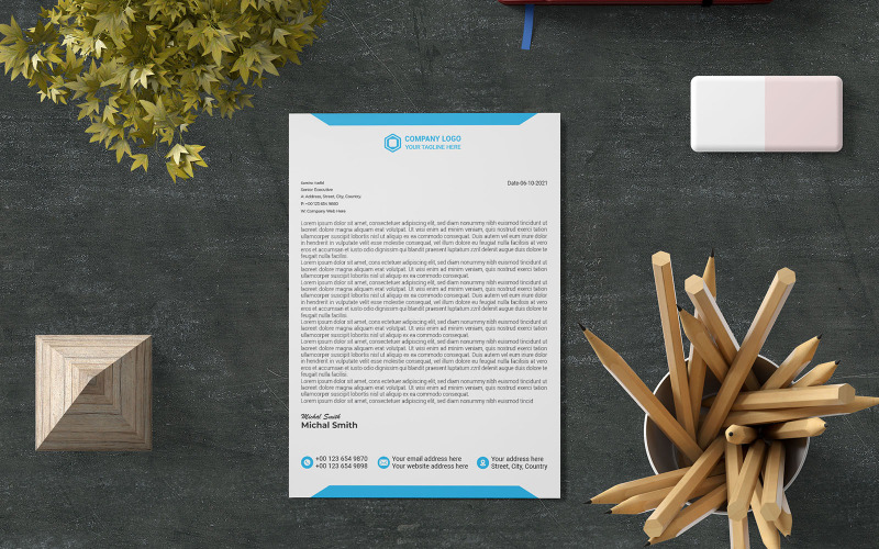 Professional Letterhead, Minimalist Letterhead Corporate Identity