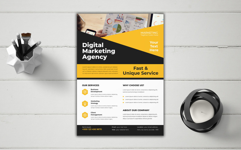 Digital Marketing Agency Business Flyer With Photo Corporate Identity