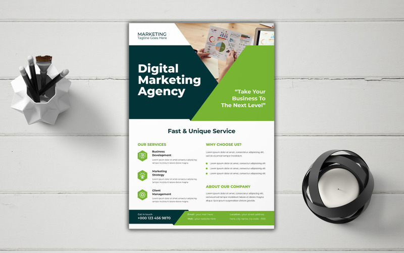Digital Marketing Agency Business Intelligence Solutions Flyer Corporate Identity