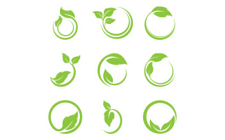 Green leaf tree element logo icon vector template version 7