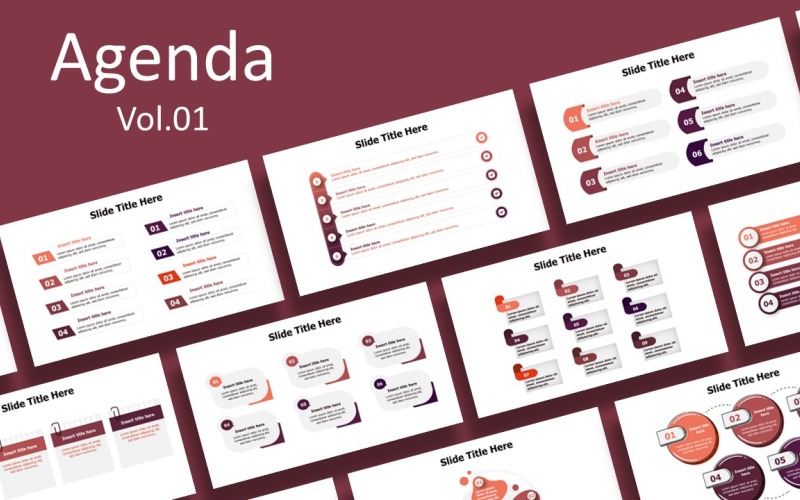 Business agenda slides infographic -5 color variations -ready to use PowerPoint Template