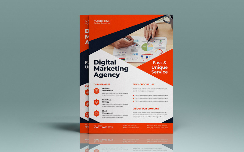 Modern Leading Your Digital Revolution Marketing Flyer Design Corporate Identity