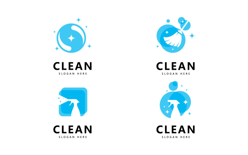 Clean and wash creative symbols company cleaning services graphic design V9 Logo Template