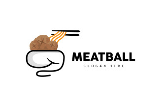Meatball Logo Vector Fast Food TemplateV4