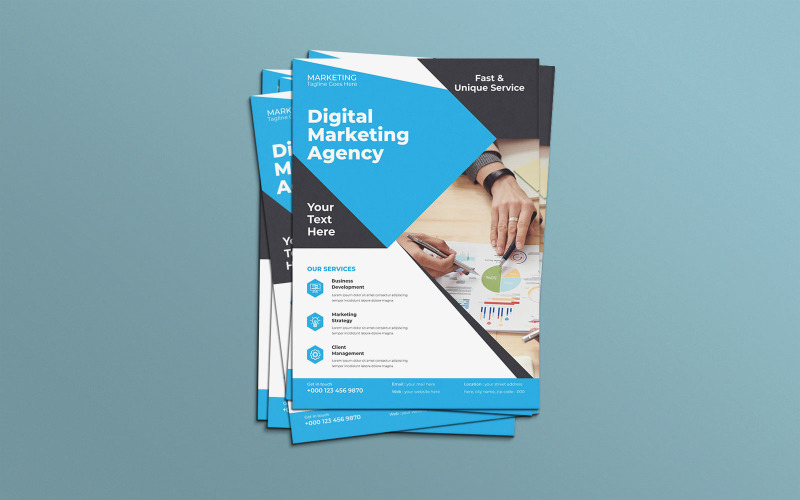 Modern Digital Marketing Agency Business Flyer With Photo Corporate Identity
