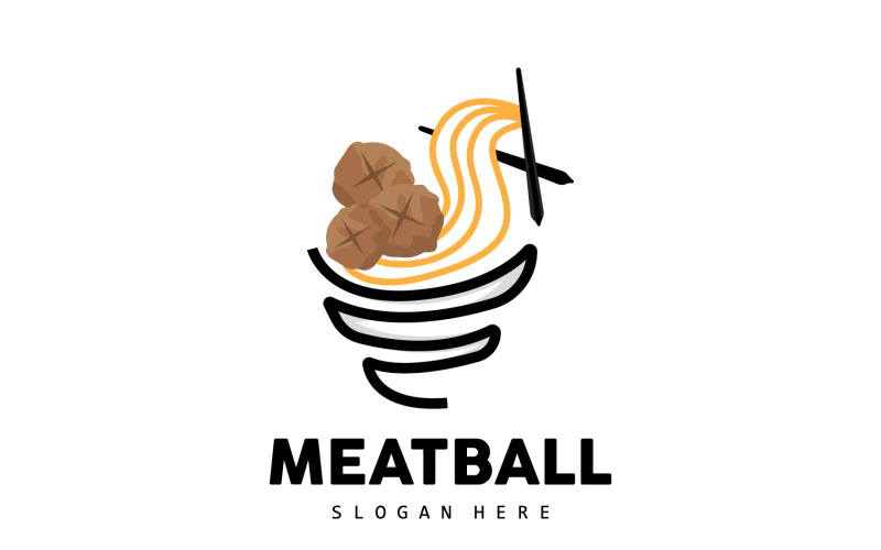 Meatball Logo Vector Fast Food TemplateV14 Logo Template