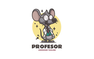 Professor Mouse Mascot Cartoon Logo