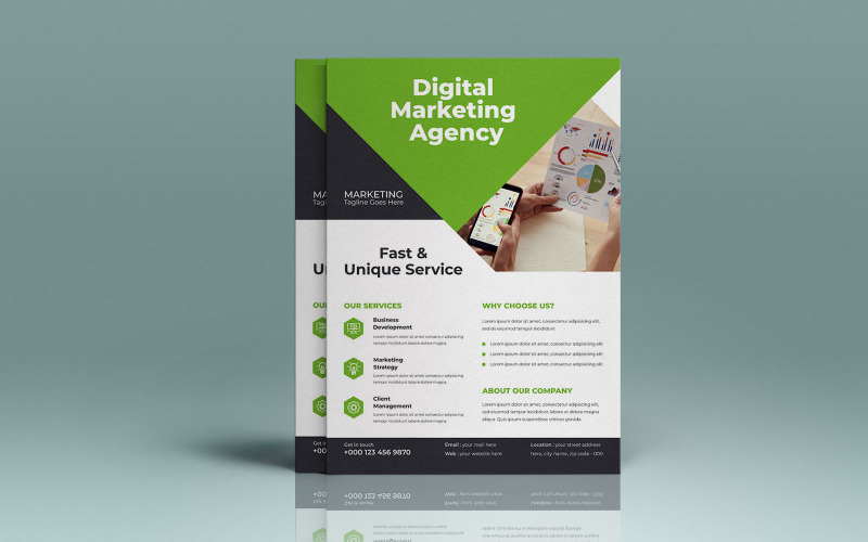 Modern Digital Marketing Agency Commercial Real Estate Services Flyer Corporate Identity