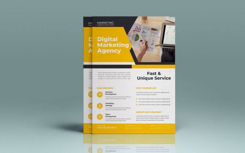 Digital Marketing Agency Bold Marketing Campaign Flyer Vector Layout Corporate Identity