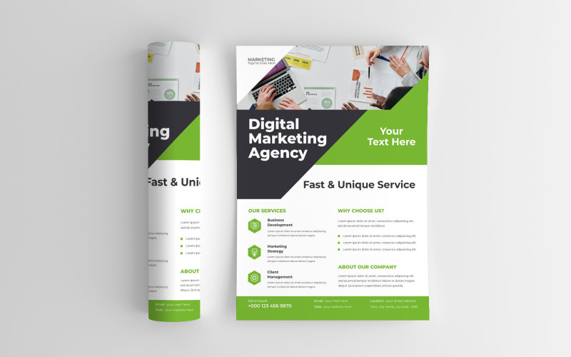 Digital Marketing Agency Business Growth Strategies Flyer Vector Layout Corporate Identity