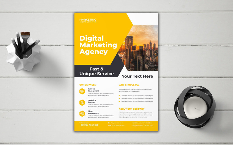 Digital Marketing Agency Business Partnership Announcement Flyer Vector Layout Corporate Identity