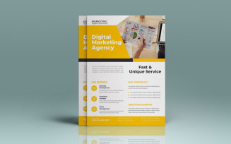 Digital Marketing Agency Clean Business Solutions Flyer Vector Layout