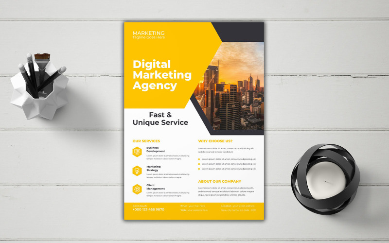 Digital Marketing Agency Creative Business Promotion Flyer Vector Layout Corporate Identity