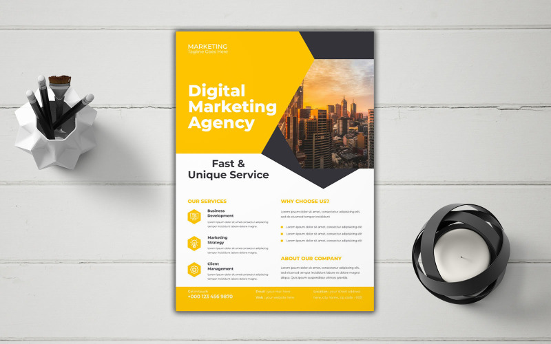 Digital Marketing Agency Elegant Business Conference Flyer Vector Layout Corporate Identity