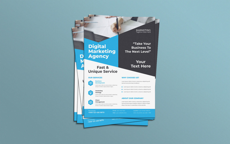 Digital Marketing Agency Financial Services Advertisement Flyer Vector Layout Corporate Identity