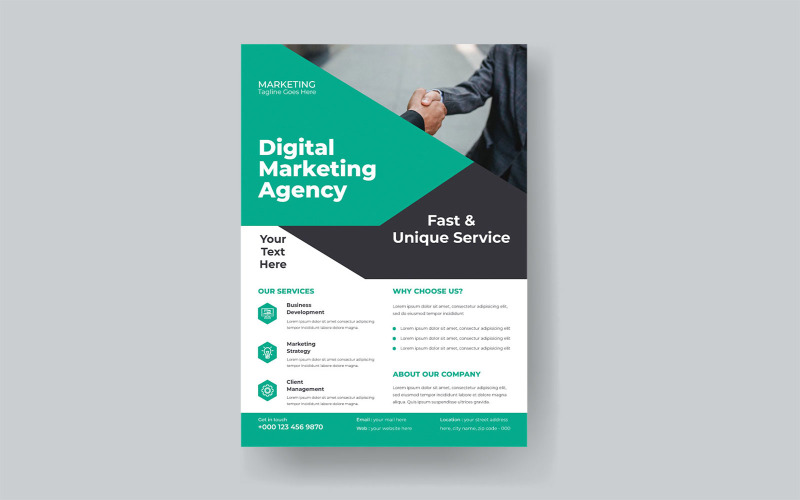 Digital Marketing Agency New Leading Your Digital Revolution Flyer Design Vector Layout Corporate Identity