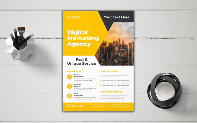 Digital Marketing Agency Professional Printing Services Flyer Vector Layout Corporate Identity