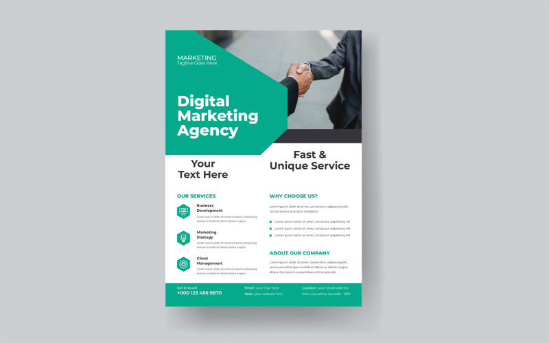 Digital Marketing Agency Restaurant Grand Opening Flyer Vector Layout Corporate Identity