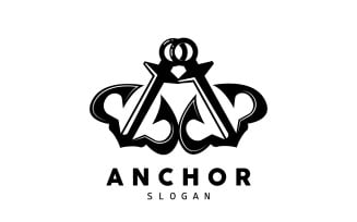 Marine ship vector anchor logo simple designV10
