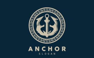 Marine ship vector anchor logo simple designV11