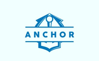Marine ship vector anchor logo simple designV14