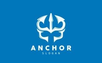 Marine ship vector anchor logo simple designV2