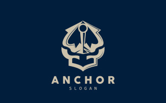 Marine ship vector anchor logo simple designV4