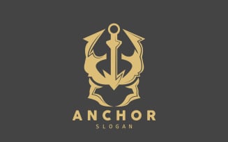 Marine ship vector anchor logo simple designV5