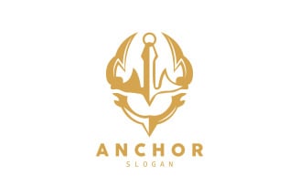 Marine ship vector anchor logo simple designV6