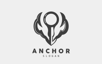 Marine ship vector anchor logo simple designV7