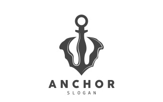 Marine ship vector anchor logo simple designV8