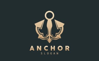 Marine ship vector anchor logo simple designV9