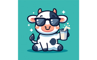 Milk Day Celebration with Cartoon Cow Holding Milk Illustration