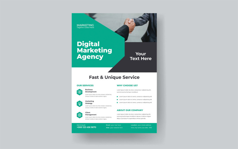 Digital Marketing Agency Business Intelligence Solutions Flyer Vector Layout Corporate Identity