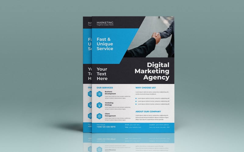 Digital Marketing Agency Business Success Seminar Flyer Vector Layout Template Corporate Identity