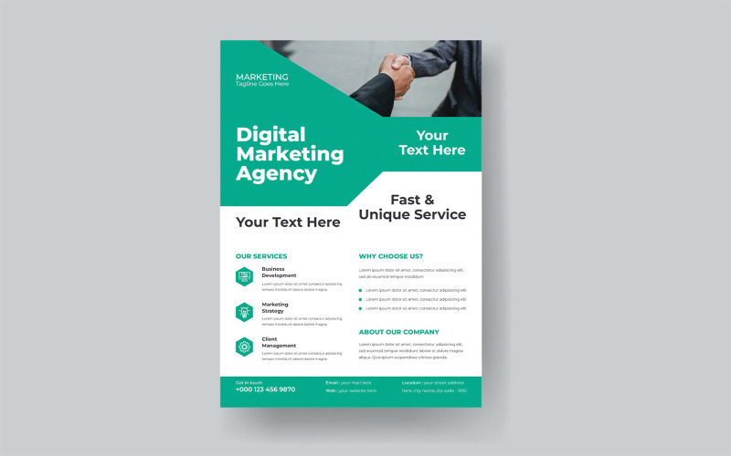 Digital Marketing Agency Business Success Seminar Flyer Vector Layout Corporate Identity