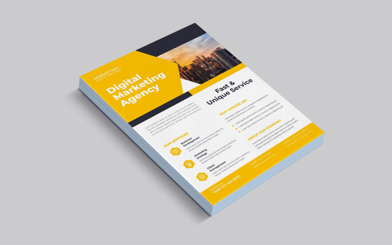 Digital Marketing Agency New Business Success Seminar Flyer Vector Layout Corporate Identity