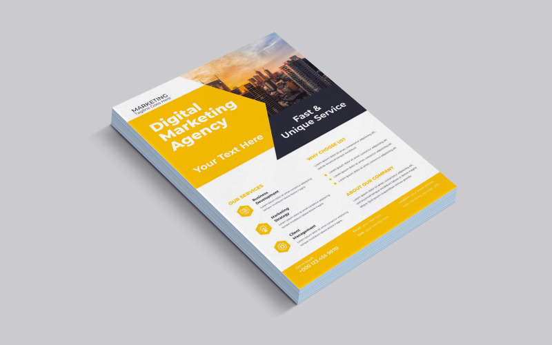 Digital Marketing Agency Professional Services Flyer Design Vector Layout Corporate Identity