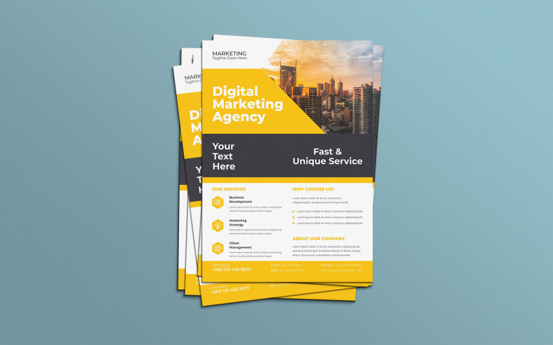 Digital Marketing Agency Stylish Product Promotion Flyer Vector Layout Corporate Identity