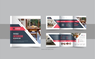 Interior square trifold, Interior magazine or interior portfolio design template