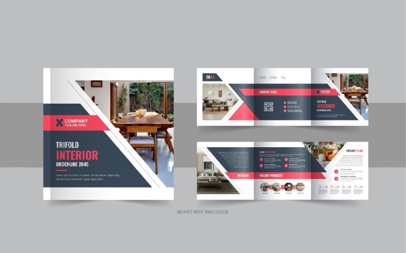 Interior square trifold, Interior magazine or interior portfolio design template Corporate Identity